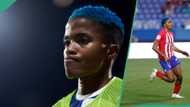 Super Falcons star Rasheedat Ajibade recites new national anthem, makes a salute