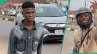 Nigerian man gifts bike man 5 litres of fuel in a gallon, his face lights up joyously