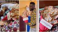 "What is this?" Nigerian man storms hospital with bouquet of N5 notes, presents it to new mum in viral video