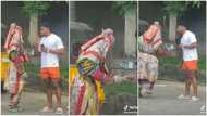 "Bad eyes no go look you in Jesus name": Masquerade prays for man after collecting money in prank video