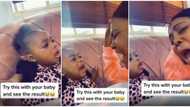 Baby was surprised: Video shows funny moment cute baby stopped crying after seeing her Nigerian mum outcry her