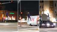 Man transports self on busy road using flying hoverboard, video goes viral as Nigerians react