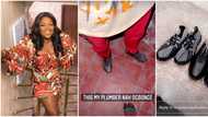 Funke Akindele replaces hardworking plumber’s old shoes, gifts him two new pairs in viral video, fans react