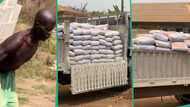 "One trailer of Dangote cement": Nigerians donate money, start business for old man moulding blocks