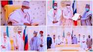 Photos emerge as Katsina Elders, Masari meet Buhari over rising insecurity