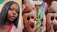"I'm scared": Nigerian student shows strange-looking tuber of yam sent to her from village