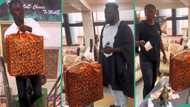"Count the money": Man goes to buy furniture with Ghana Must Go bags filled with N5 and N10 notes