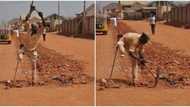 Photos of one-legged man working with a digger cause massive stir, Nigerians celebrate his courage
