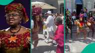 Okonjo-Iweala thrills with dance moves as Igbo masquerade performs at WTO Open Day ceremony