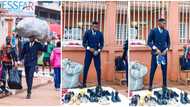 "He's so cute": Photos of tall fine man 'selling shoes' by roadside in suit emerges online, ladies rush him
