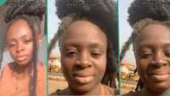 "Everyone needs to see this": Lady shows her face and hair after travelling on dusty road using bike