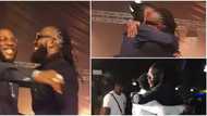 All love: Grammy-winner Burna Boy, Timaya and Duncan Mighty all hug passionately during homecoming concert