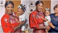 Mercy Johnson introduces herself as actress Etinosa's child’s godmother as she finally meets the adorable girl