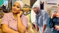 "You don become Muslim?" Reactions as Regina Daniels covers hair in fun video with Charles Okocha