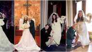 Couple recreate their wedding photos exactly 50 years later, bride wears the same gown