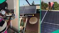 Professional Nigerian installer shows off his electric machine that lifts solar panels to roof