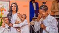 Emotional moment Adunni Ade's son burst into tears as he prays for his mum on her birthday