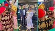 Yoruba man marries pretty Igbo lady, wears isi agu in colourful wedding ceremony