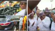 The emotional moment Oga Bello shed tears while receiving keys to SUV from children as gift on 70th birthday