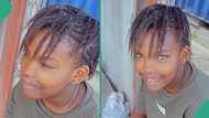 12-year-old girl with natural shiny blue eyes trends as lady videos her, amazes many people