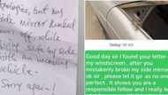 Nigerian man leaves note for vehicle owner after breaking his mirror, its content touches people's hearts