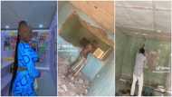Nigerian lady rents shop, breaks wall & remodels building to suit her taste in viral video