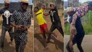 "See as them fling human being": Kizz Daniel and his macho bouncer's look-alike imitate them in funny video
