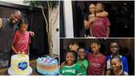 Huge birthday cakes, oyinbo friends spotted in fun photos from singer Peter Okoye son's private 14th birthday