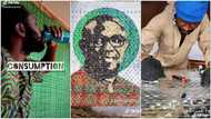 Talented Nigerian artist upcycles waste drink cans, uses them to make Peter Obi's portrait