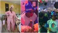 Why she dress like NURTW chairman? DJ Cuppy almost unrecognisable at granny’s 90th birthday party