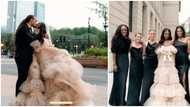 US-based Nigerian bride stuns in jaw-dropping beige wedding dress, bridesmaids rock black