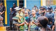 Actor Nosa Rex lays late father to rest as he gets buried military-style, condolence messages pour in