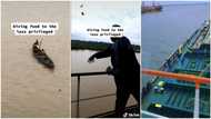 Video captures emotional moment poor Nigerians in canoes beg people in ship for food, they throw them noodles