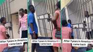 Video as lady returns to Nigeria after 7 years in US, people drag her over her dressing