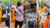 Junior Pope gets on knees to thank wife as she storms movie location with gifts to surprise him on birthday