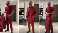 Davido rocks all-red outfit as he celebrates Valentine’s Day, shows off new slim stature, internet users gush