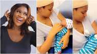 Mercy Johnson shares throwback video of clueless Regina Daniels petting her son instead of feeding him