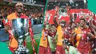 Victor Osimhen reacts after winning first silverware with Galatasaray