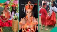 "Who collects bride price?" Nigerians react as man marries elderly oyinbo lover in big wedding