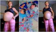 "I want twins": Lady gives birth to 2 babies at once, video of her large baby bump goes viral