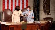 Nancy Pelosi, Kamala Harris become first two women to stand with president during address to congress