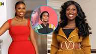 John Dumelo's wife slays in a stylish maxi dress as she gives a talk at Ayawaso West women's wing