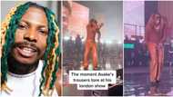 Organise crooner Asake suffers wardrobe malfunction at London show, stylishly leaves the stage, video trends