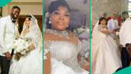 Ruby Ojiakor advises prospective brides at her white wedding ceremony, shares adorable videos, pics
