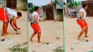 "Lovely and impressive": Lady with incredible football skills scores nice heart trick in door