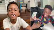 Adorable video of Tiwa Savage's son Jamil excited as he gets N38k from 'tooth fairy' after losing a tooth