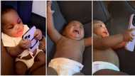 "What have I created?" Mum laments as her little baby uses trick to collect her phone, hangs onto it in video