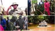 Nigerian governor rocks military camo, storms forest, eats with soldiers, photos emerge