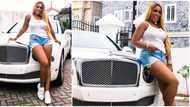 Linda Ikeji clocks 41 in style, rocks matching outfit with her white Bentley Mulsanne in birthday photos