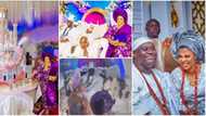 Sweet moments from Ooni of Ife & new wife Olori Elizabeth Akinmuda's wedding emerge, gigantic cake spotted